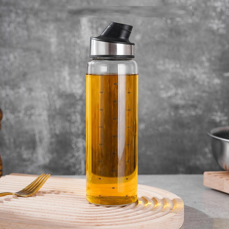 Engrasador automático de apertura y cierre no colgante de aceite de vidrio de borosilicato hogar condimento botella tarro cocina resistente al calor de alta temperatura botella de aceite