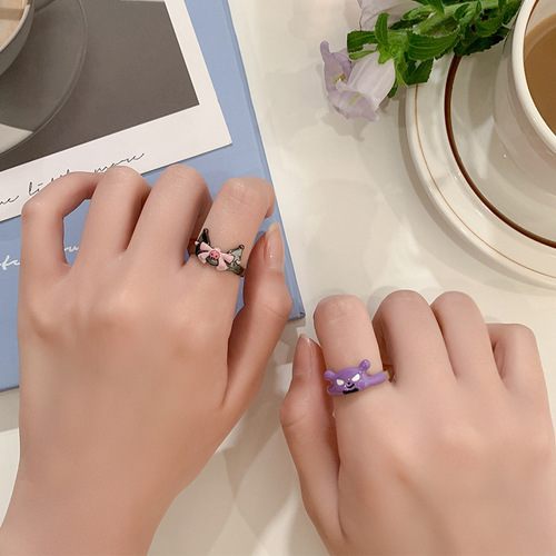 Cute Kuromi Ring~Girls niche unique design bestie open ring couple decoration fashionable personalized finger
