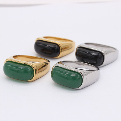 R0892-NK09 Jadeite Green Ring with Emerald-encrusted Gold Hoop Band, Saddle-shaped Ring with Emerald Stone Face and Gold Accents
