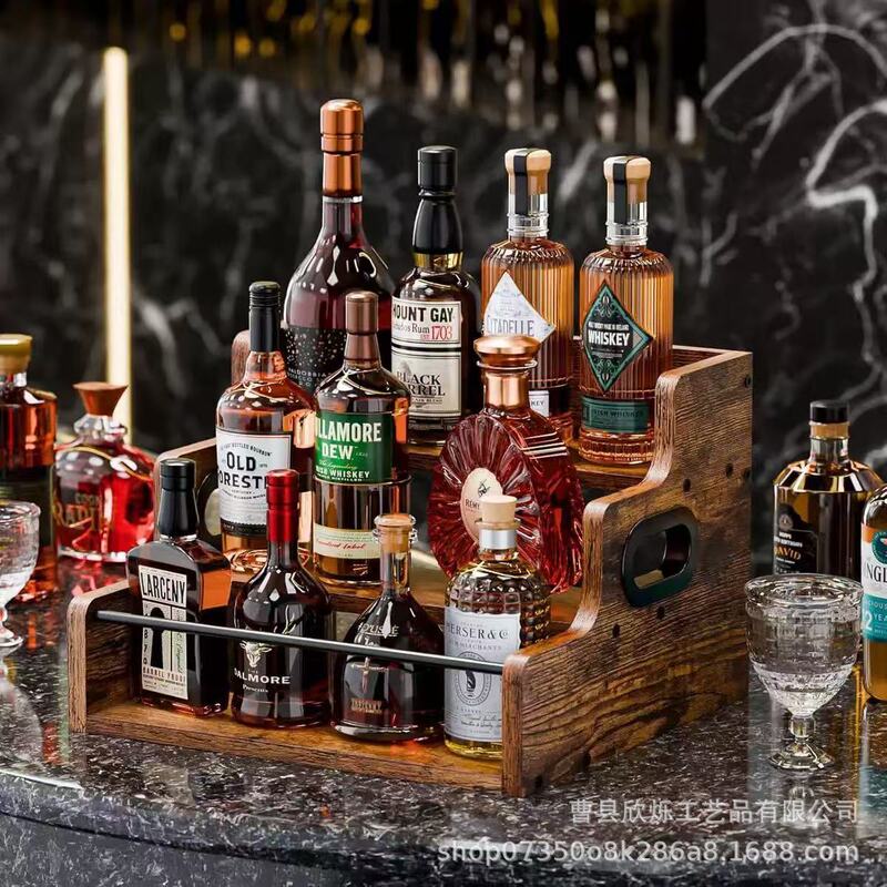 Cross-Border Wooden Desktop Storage Rack Kitchen Storage Rack Spice Storage Rack Coffee Shop Coffee Bag Organizer Storage Rack