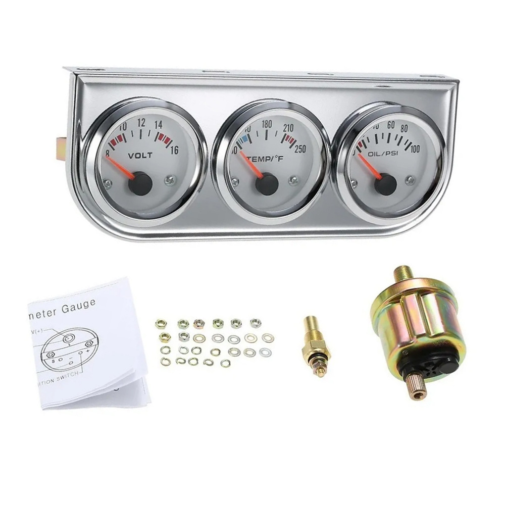 Instrumento de coche modificación instrumento de coche negro triple temperatura del agua Fahrenheit presión de aceite PSI voltímetro
