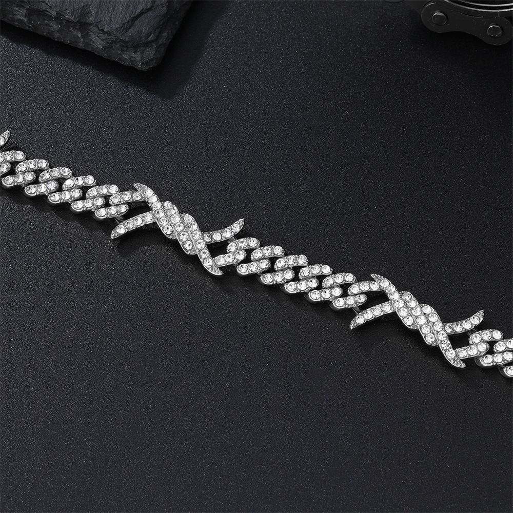 48g Weight Zircon Inlay Material Necklace Classification Alloy Chain Material 1 Piece Quantity Holiday Occasion Alloy Material Solid Color Pattern All Seasons Season Unisex Gender Inlay Design Hip-Hop Style Hip-Hop Solid Color Alloy Inlay Zircon Unisex Necklace Men Chain Necklaces 6