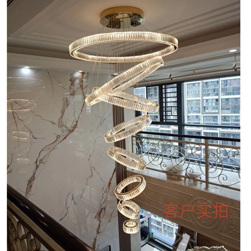 Nuevo edificio dúplex villa atmósfera de cristal candelabro apartamento loft salto candelabro escalera hueca candelabro de cristal