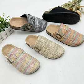 复古勃肯鞋毛毛拖鞋女外穿2025新款春秋一脚蹬懒人鞋加绒包头棉拖