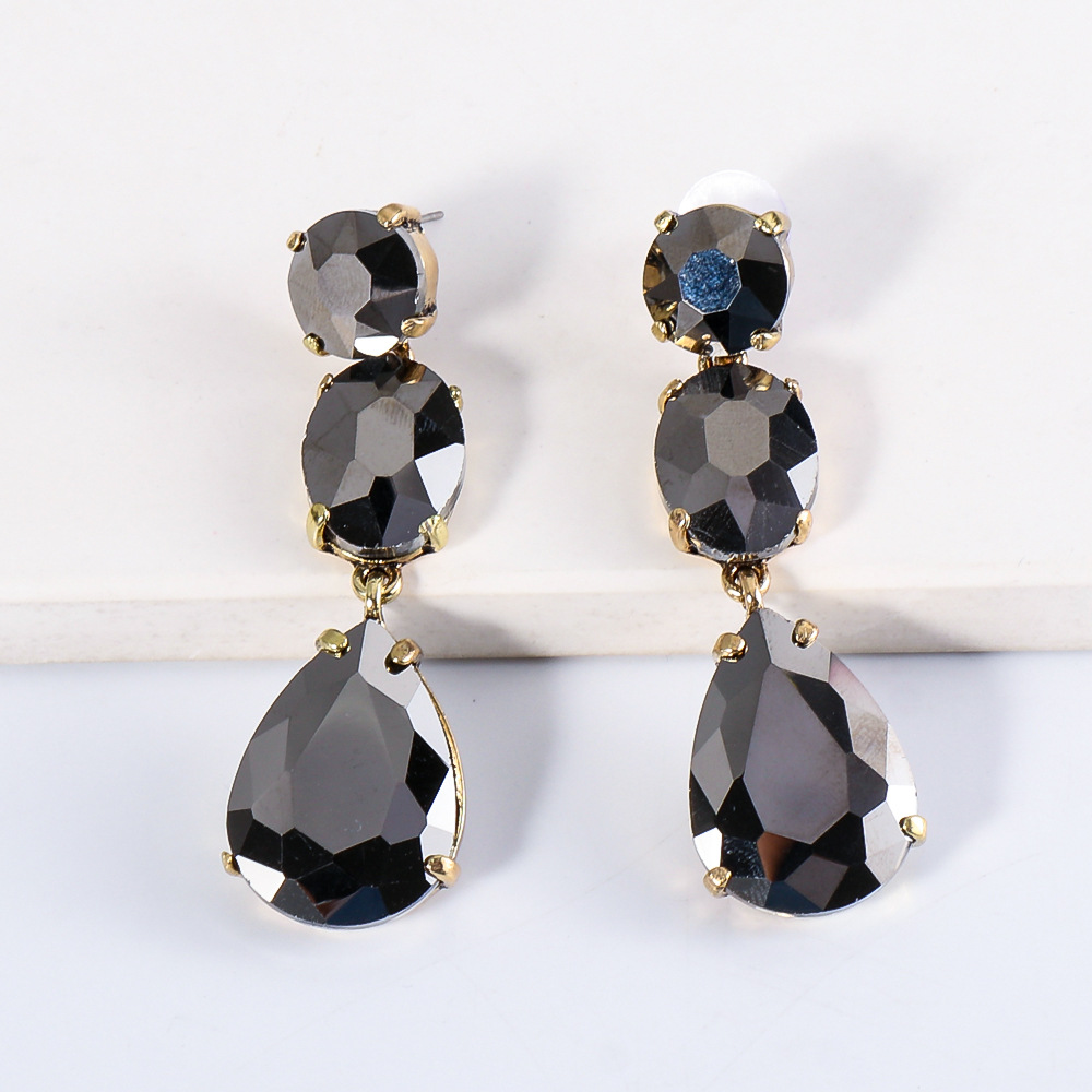 Nihaojewelry fashion drop-shaped colorful diamond earrings Wholesale Jewelry