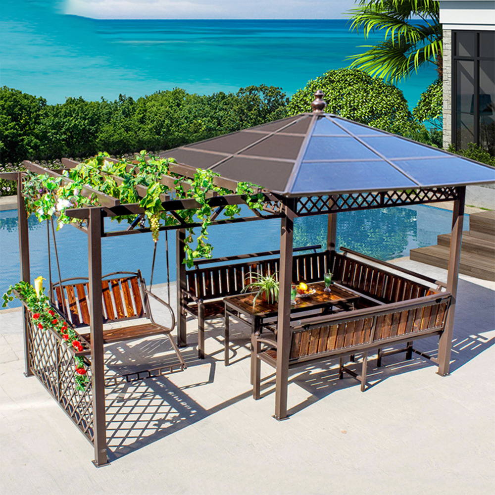 Soporte de uva patio al aire libre toldo madera maciza balcón techo jardín pabellón Villa pabellón al aire libre antiséptico Madera