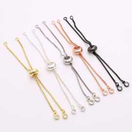 18k铜镀金高保色万能手链收尾延长链带硅胶珠可伸缩调节项链配件