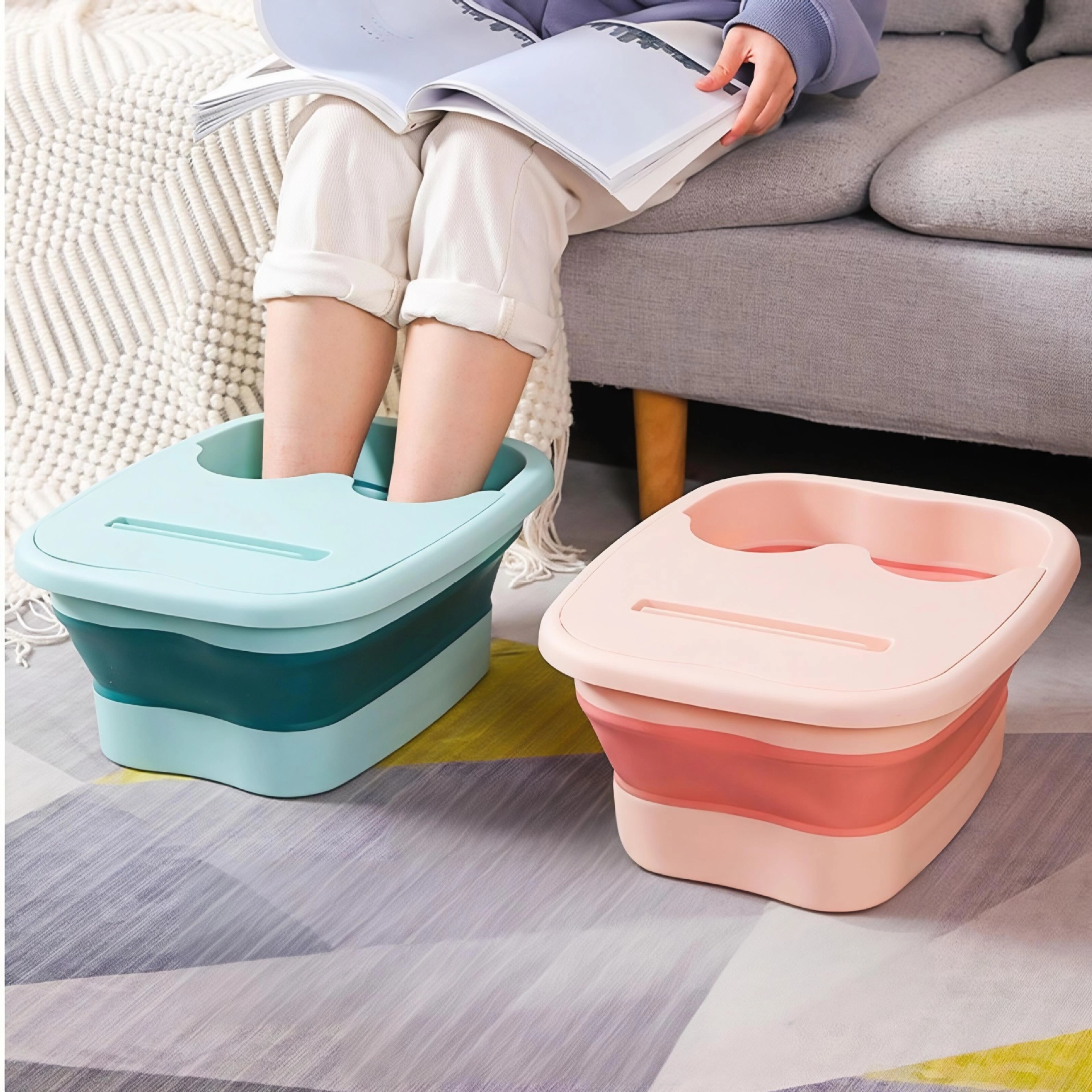 bañera de pies doméstica lavabos de pies plegables portátiles con cubierta lavabos de pies de masaje de salud bañera de pies dormitorio de estudiantes buenos artículos