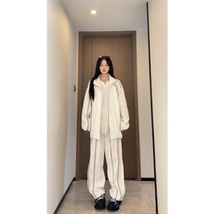 秋季新款美式小众设计感高街时尚宽松情侣款百搭显瘦休闲运动套装