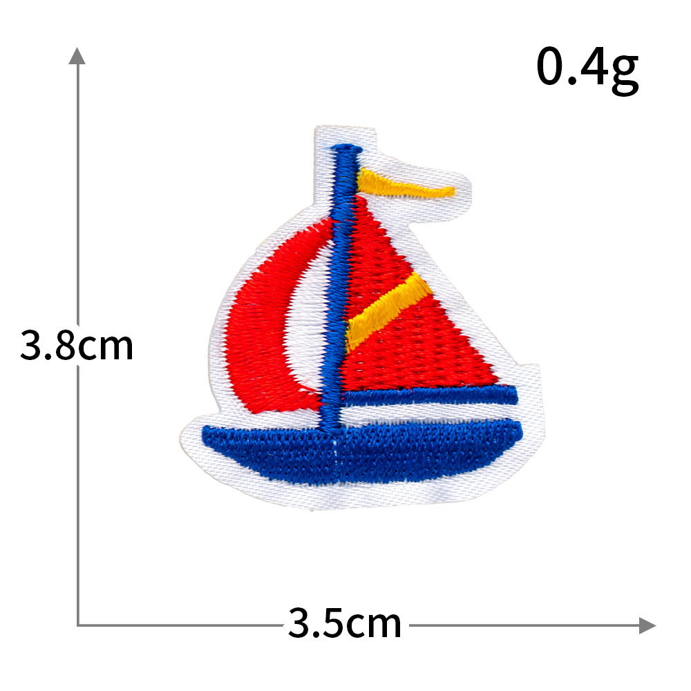 Bordado por computadora de tamaño pequeño, abeja, mariposa, pez, velero, bordado, pegatinas de tela, ropa sin costura, parches rotos, accesorios de ropa