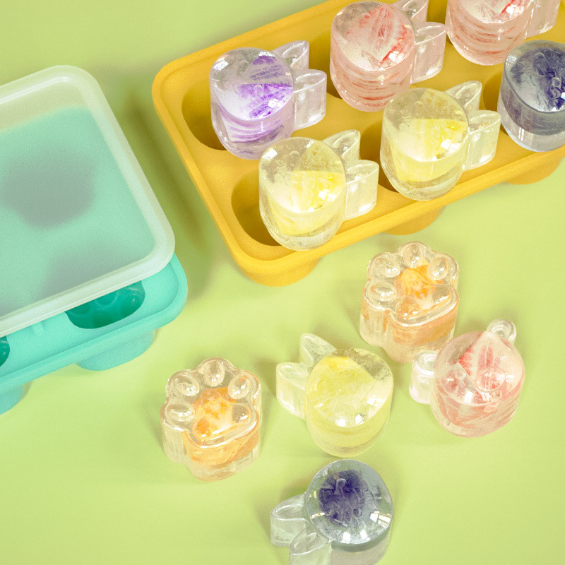 6 moldes de hielo, patas de gato, moldes de hielo, adorables moldes de hielo caseros, máquina de hielo anti-alimentado
