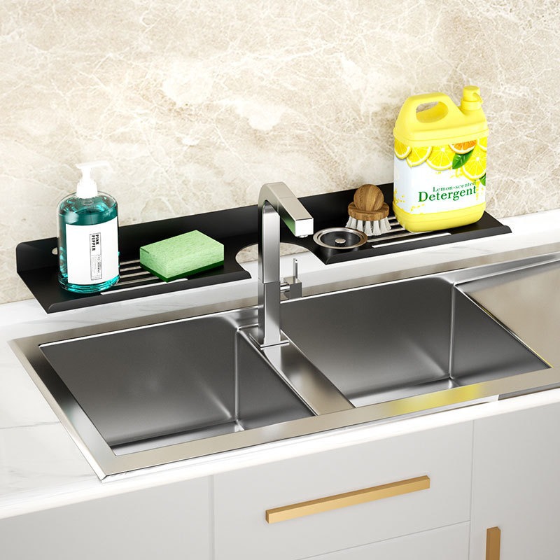 Baño del grifo del estante de almacenamiento de cosméticos del inodoro del lavabo sin perforación bandeja en forma de U marco de drenaje de agua