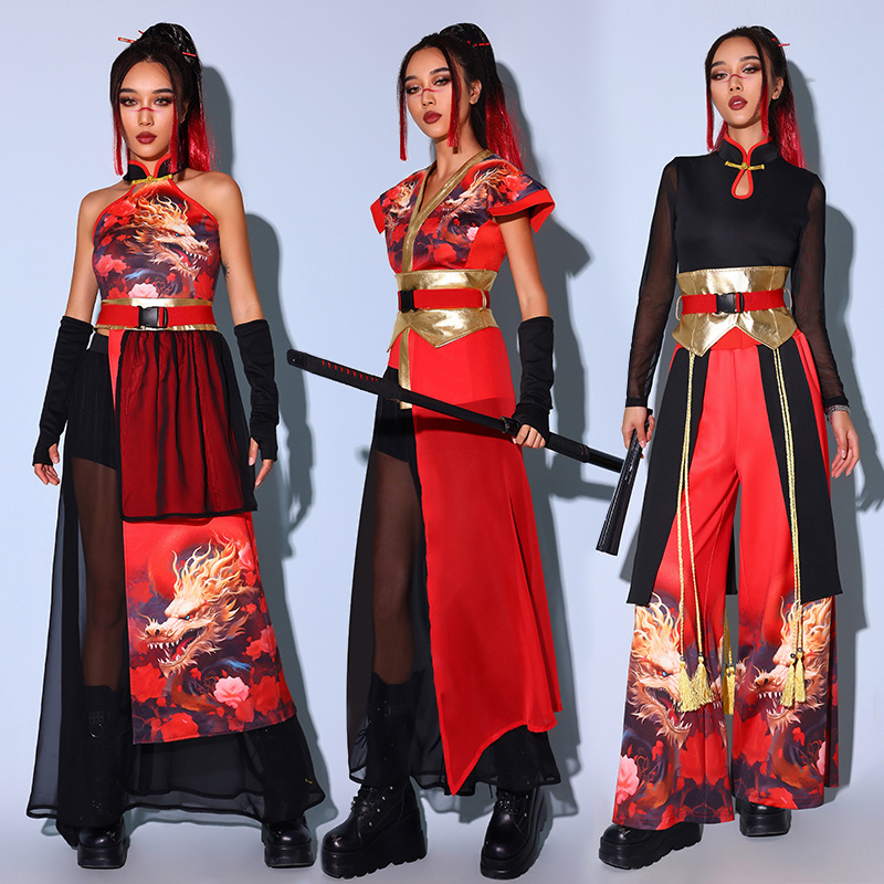 中国风女团爵士舞演出服年会商演晚会伴舞表演服装团体舞蹈服套装