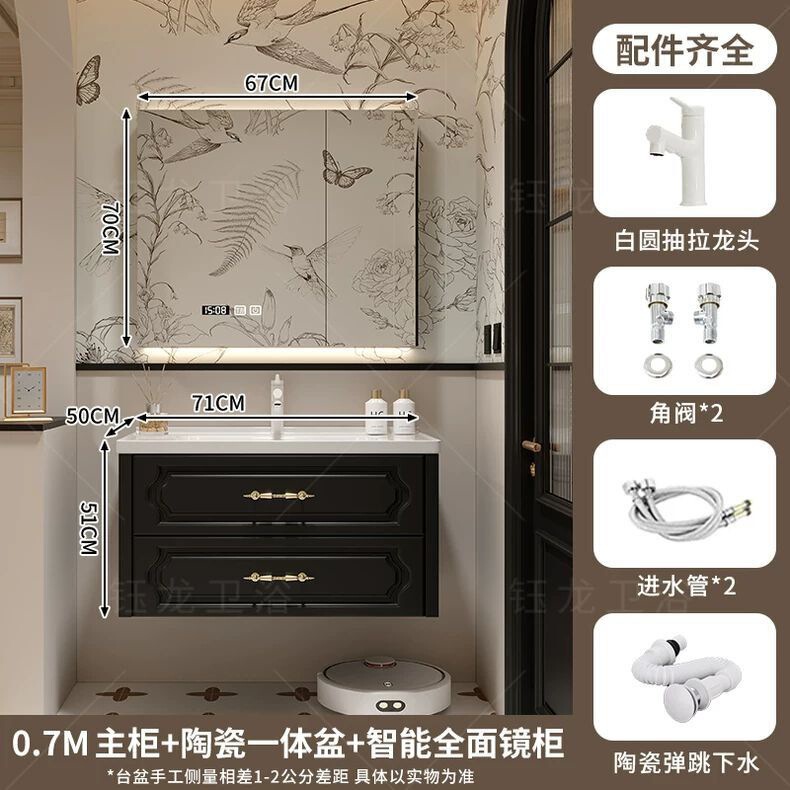 フレンチレトロなバスルームキャビネットコンビネーションセラミック一体型洗面台バスルーム洗面台ロックボードホットベンド洗面台|undefined