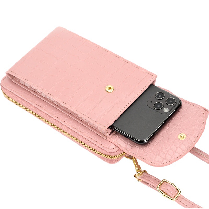 2023 nueva bolsa de teléfono móvil de moda Coreana de gran capacidad de doble capa cartera multifuncional bolsa de mensajero de las mujeres