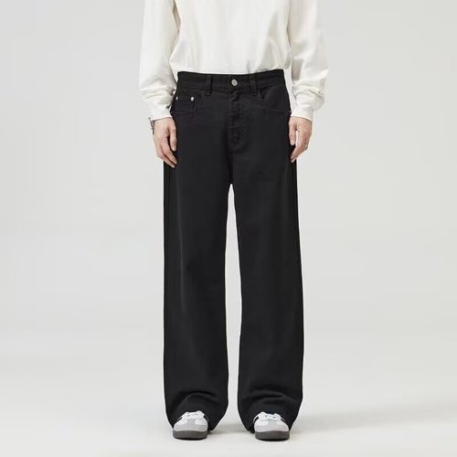American-style straight-leg jeans for men and women, loose and versatile, trendy streetwear, retro high-waisted long pants