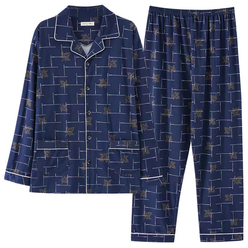 2023 nuevos pijamas de los hombres de primavera y otoño 100% de algodón de manga larga de los hombres jóvenes otoño homewear traje