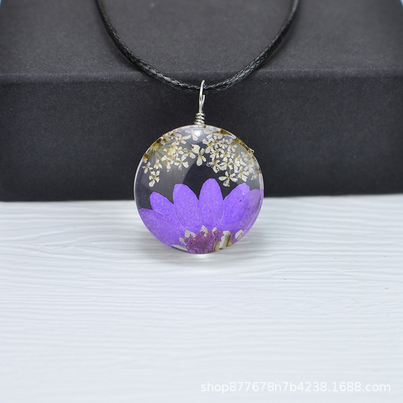 흰색 레이스 + 보라색 크리스탈 국화