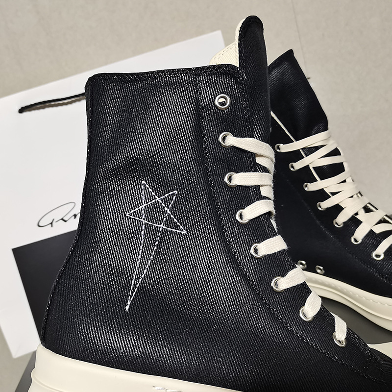 Höga canvas sneakers för herr med pentagram broderi_voghion.com