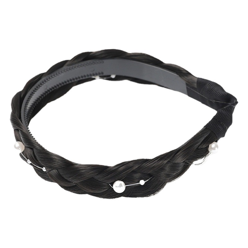 Fishbone trenza peluca banda para el cabello ensanchado perla Twist trenza alta Cráneo superior accesorios para el cabello debate horquilla antideslizante tocado dentado