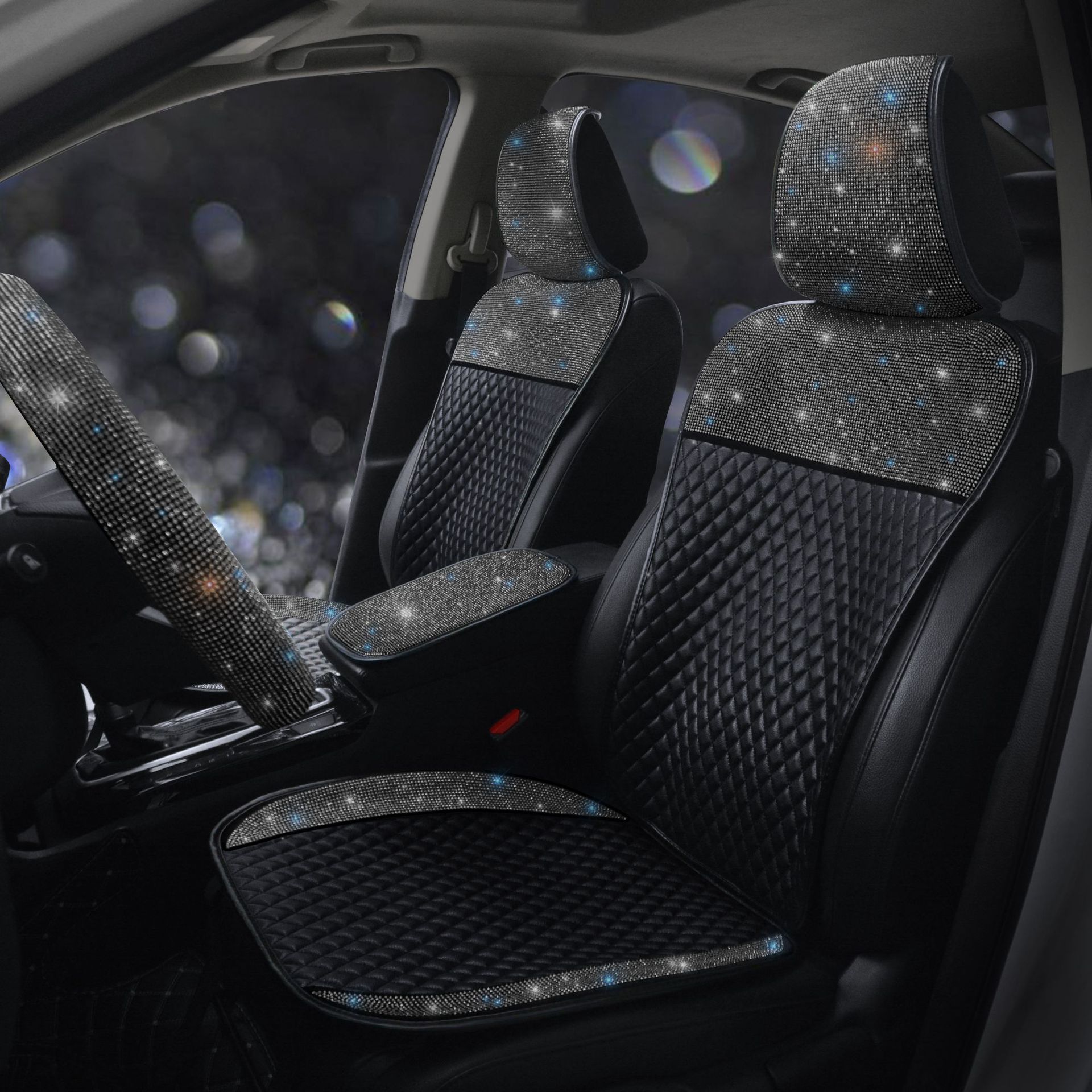 Universal Car Seat Cushion Leather Diamond-Encrusted Car Seat Cover Dropshipping Universal Model for All Seasons Cross-Border E-Commerce