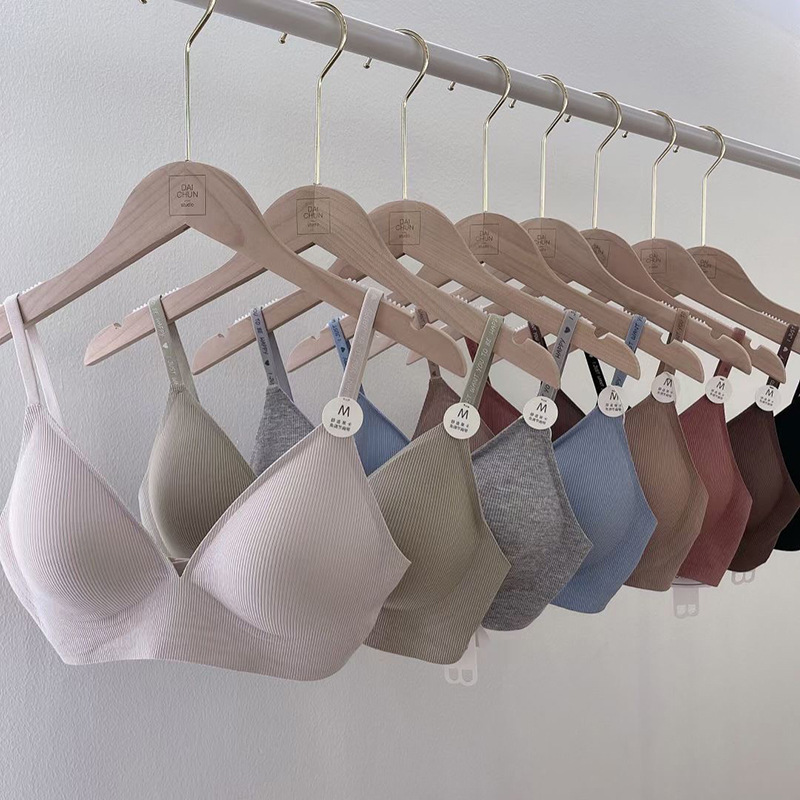 Lycra algodón OB101 chica estudiante de secundaria pecho grande pequeño triángulo taza sujetador jalea tira sujetador fino sin anillo de acero