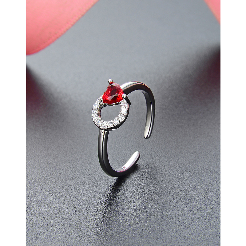 Diamante incrustado romántico dulce s925 plata anillo abierto Corea del Sur Dongdaemun creativo moda femenina anillo fuente al por mayor