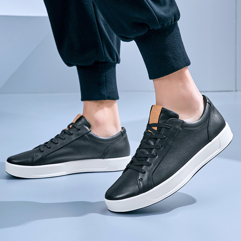 MAASINDA lujo ligero de cuero de vaca de cabeza zapatos blancos de hombre suave transpirables zapatos de skate casuales de cuero genuino versátiles de moda de suela gruesa