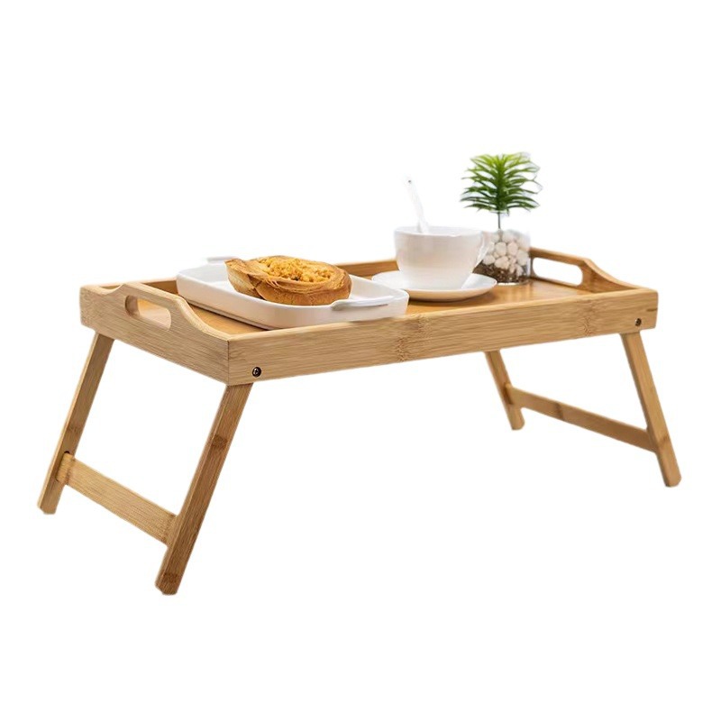Bandeja de cama de madera con patas plegables, estante de almacenamiento de madera maciza perezoso para el hogar, mesa de estudio para niños de madera moderna y sencilla