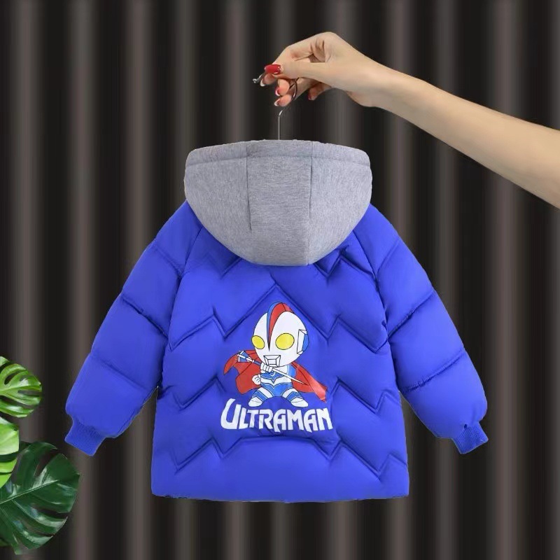 男童加厚加绒冬季外套奥特曼夹克儿童羽绒棉服中小童防寒