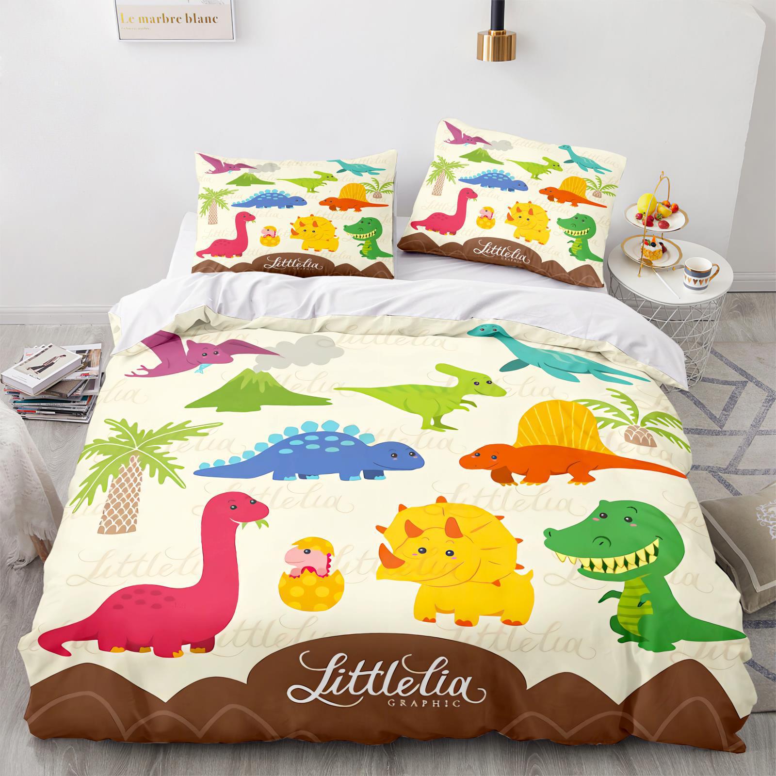 Dinosaurios dibujos animados impresión colcha de tres piezas impresión digital comercio exterior kit textil Aliexpress Amazon textil