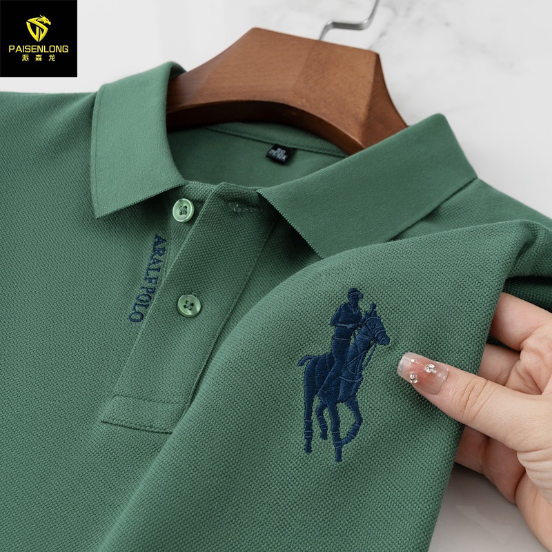 Camisa Polo Paishenlong 2025, Nueva, de Algodón Piqué Puro, Bordada, para Hombre, Cuello Camisero, Manga Corta, para Hombres de Mediana Edad