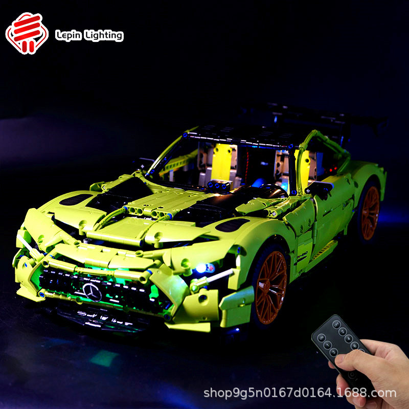 DIY building block lighting compatible with Lego extraordinary F10001 Green Magic AMG-GTR sports car LED remote control lighting kit