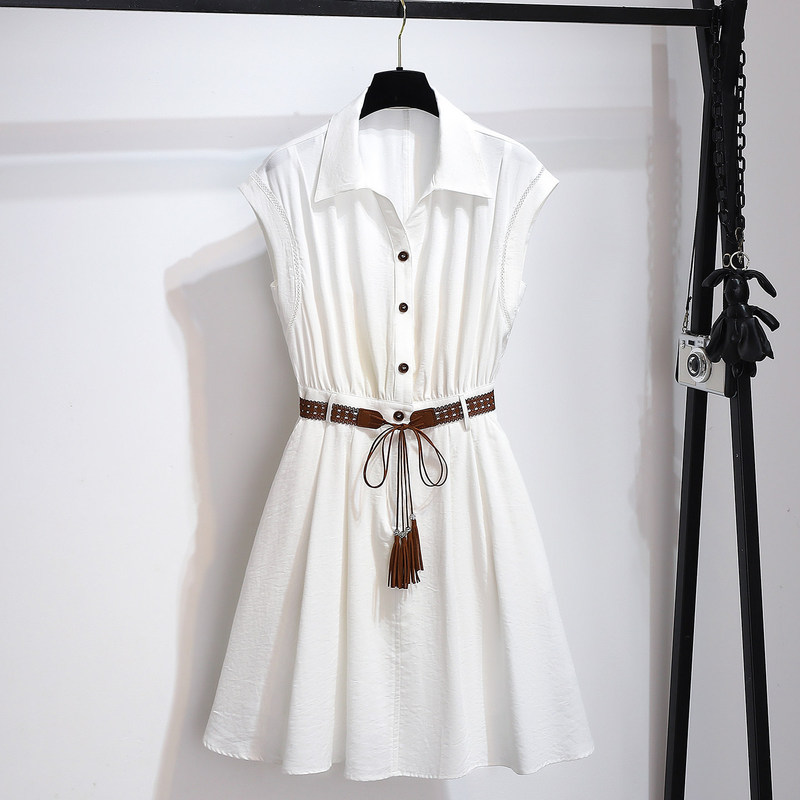 White Polo Collar Sleeveless Shirt Dress for Women, Waist-Cinching Mid-Length Style, 2026 Summer New Model, Light Luxury and High-End Feel White Polo Collar Sleeveless Shirt Dress for Women, Waist-Cinching Mid-Length Style, 2026 Summer New Model, Light Luxury and High-End Feel