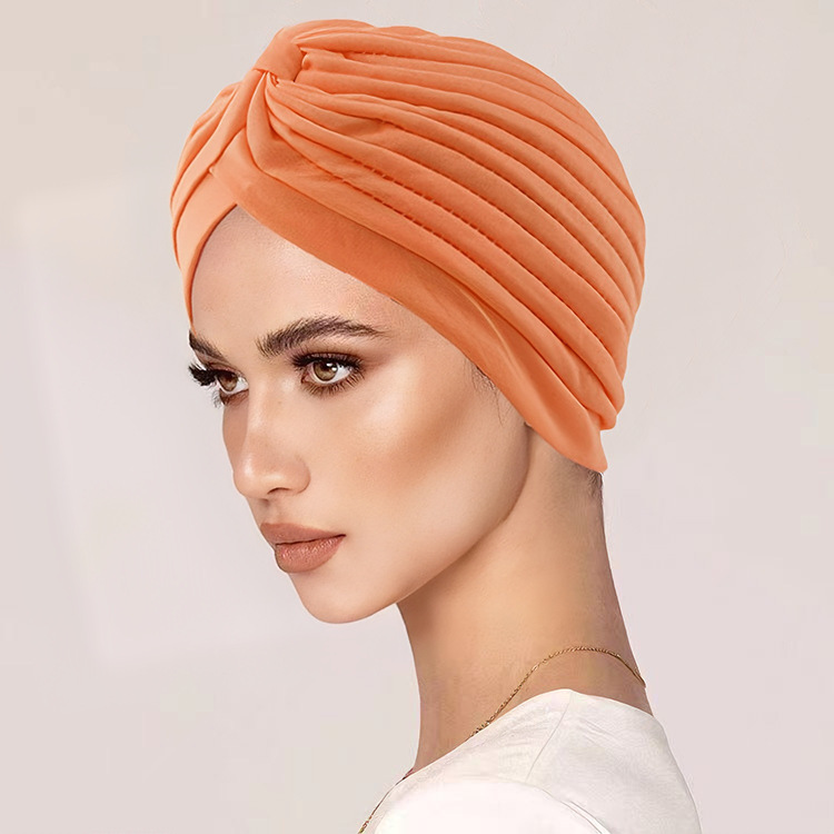 Amazon Cross-Border European and American Foreign Trade Solid Color Elastic Headgear Indian Ethnic Style Hat Yoga Headscarf