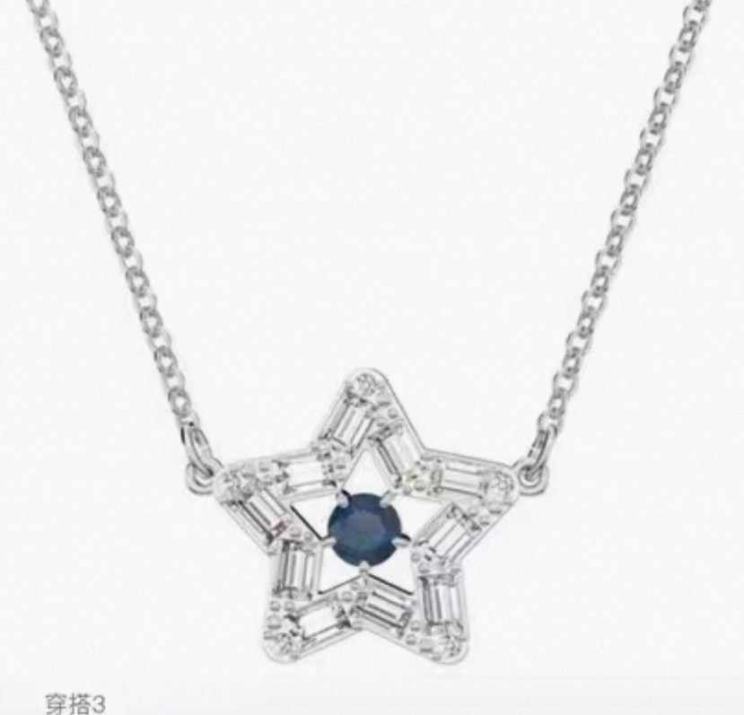 Collar estrella de cinco puntas con diamantes azules