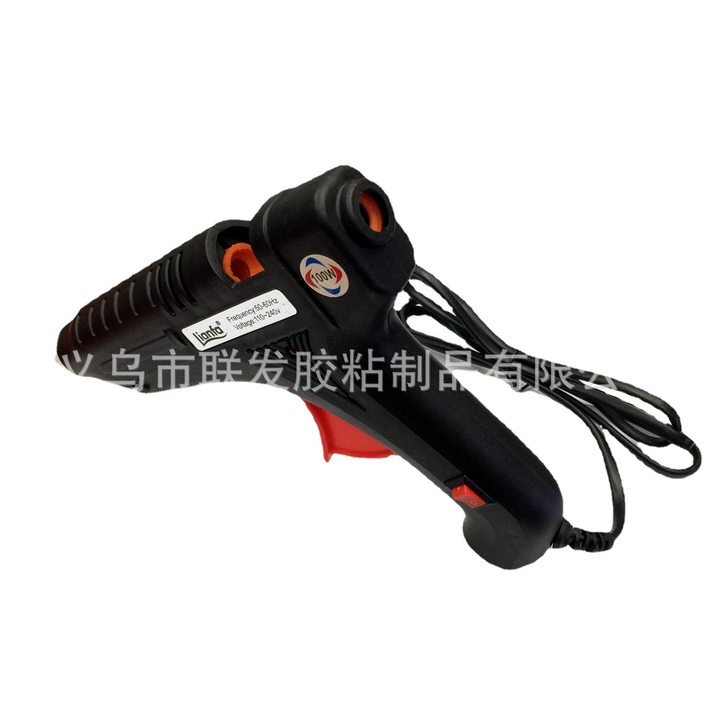 义乌联发胶枪工厂用大功率带开关热熔胶枪100瓦圆插/扁插打胶枪