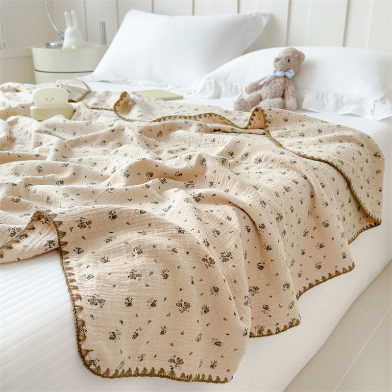 Classe A algodón de doble capa de hilo, manta de verano, manta de aire acondicionado de algodón delgada, manta de sofá dormitorio para cama image 12