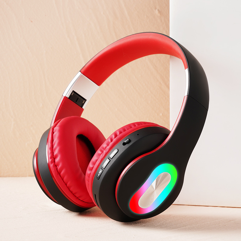 ヘッドマウント型Bluetoothヘッドセット ワイヤレスイヤホン 360度サラウンドサウンド 超軽量設計 LED発光 クリエイティブな発光|undefined