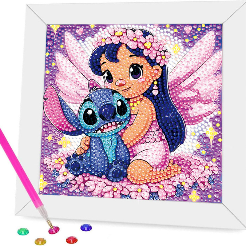 Pintura de diamantes enmarcada hecha a mano, superventas transfronteriza, de dibujos animados infantiles de la princesa Elsa, linda pintura de pegatinas de diamantes DIY