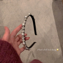 French retro pearl temperament hairband hairpin female niche high-end exquisite headband hair accessories daily outing headwear