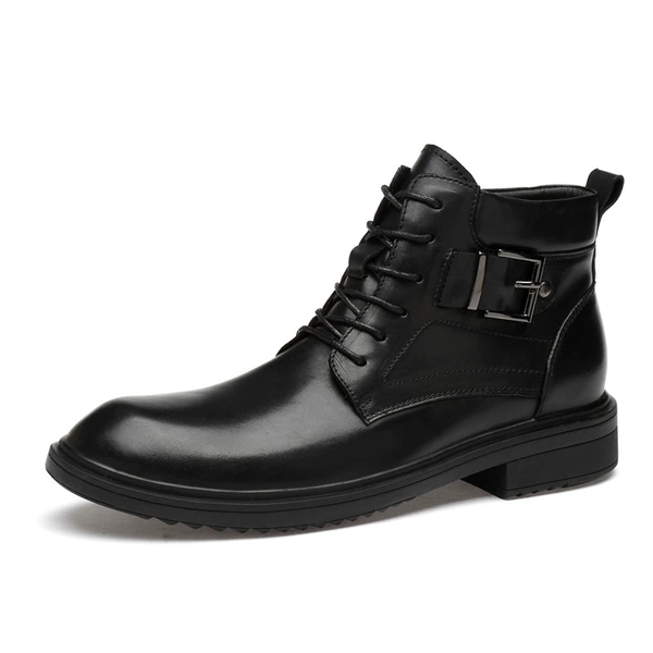 Black light noodle leather shoes