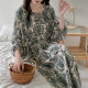Cotton Silk Nightgown Women's Summer Thin Cotton Silk Pajamas National Style New Chinese Style Outer Wearing plus size Loose Cotton Silk Home Dress