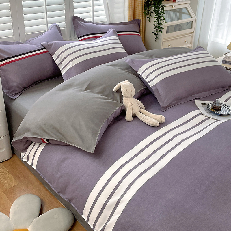 Home Use Class A Unprinted Pure Cotton Brushed Bedding For Students Dormitory, All-Cotton Bed Sheet And Quilt Cover Gift_voghion.com