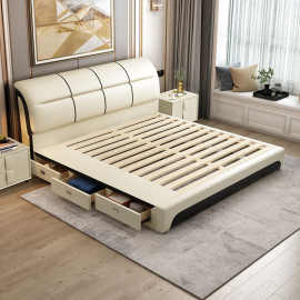现代简约轻奢成人主卧床双人1.8x2米一体储物1.5米软床包邮包入户
