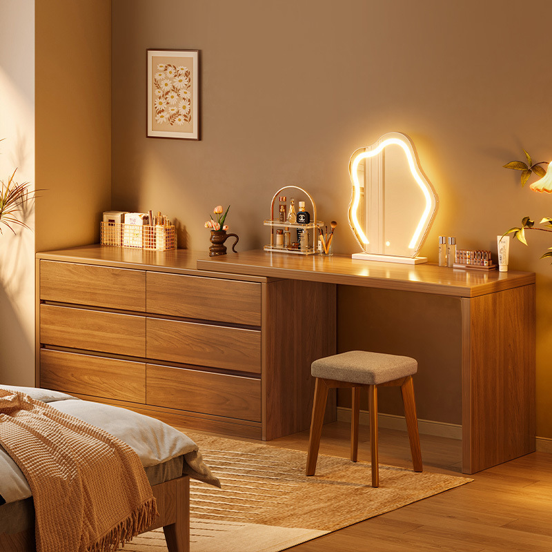 Comodador de madera maciza dormitorio simple moderno 2023 nuevo armario de maquillaje en una nueva mesa de maquillaje china
