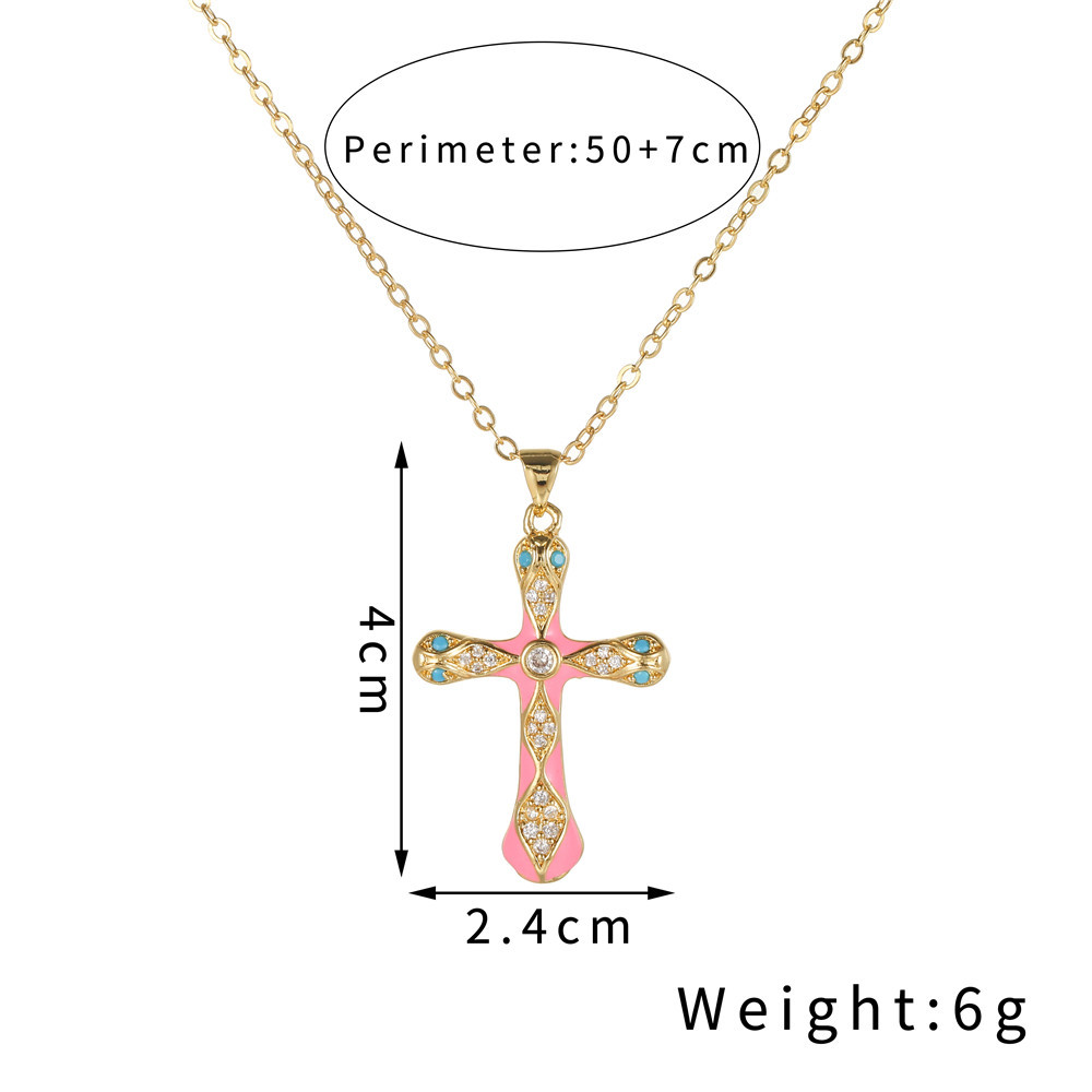 simple classic snake cross inlaid zircon copper necklacepicture1