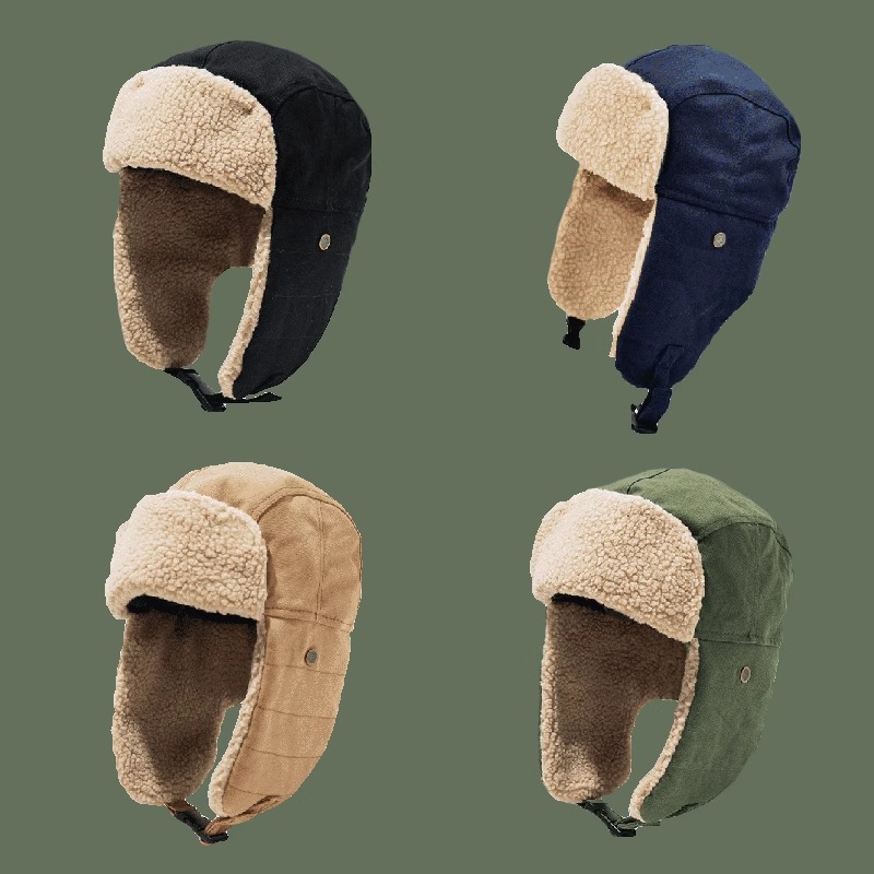 Foreign Trade Lei Feng Hats for Men and Women, Winter Korean Style Trendy Ear-Protecting Hats for Riding Electric Bikes, Warm Cotton Hats for Northeast, Outdoor Flying Hats