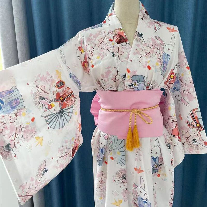 Japanese-Style Sweet and Cute Retro Mid-Length Tie-Up Improved Kimono Student Dress Gown Trendy