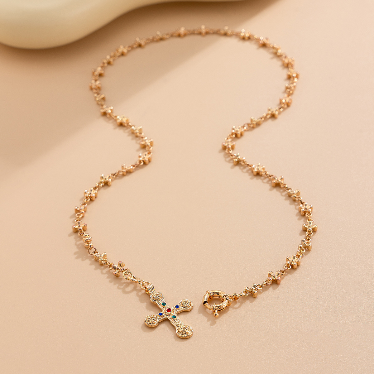 28g Weight Alloy Pendant Material Y-Necklace Classification Alloy Chain Material Tennis Chain Chain Type 1 Piece Quantity Holiday, Travel, Daily Occasion Alloy Material Cross Pattern All Seasons Season Women's Gender Plating Design Elegant Style Elegant Cross Alloy Tennis Chain Y-necklaces Wholesale 3